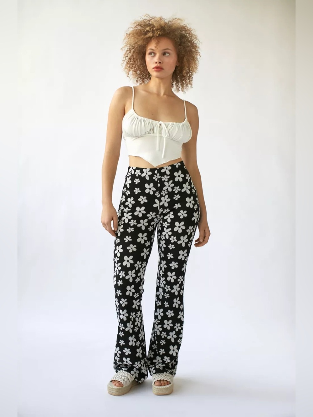 Urban Outfitters Black & White Floral Bootcut, Small, NWT